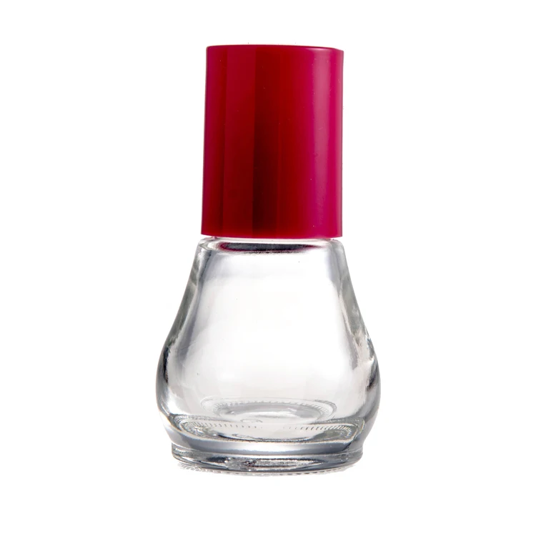 9Ml Transparent Glass Square Nail Polish Bottle With Red Brush Lid For Nail Polish /Enamel /Art Nail Container Packing