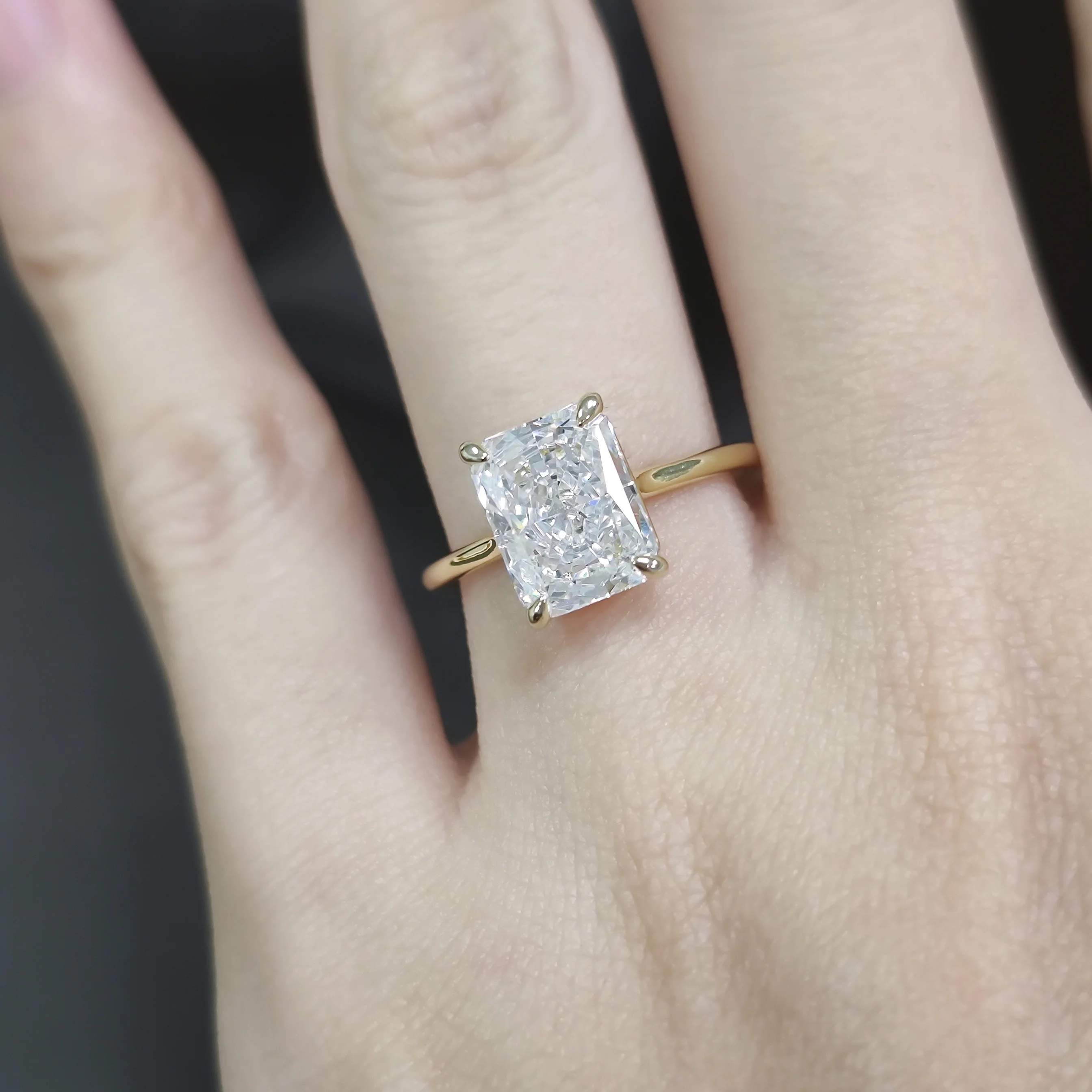 OL1482 Abiding Customized Classic Radiant Cut 7X9MM IGI 3CT Lab Created Diamond 10K 14K 18K Solid Gold Ring