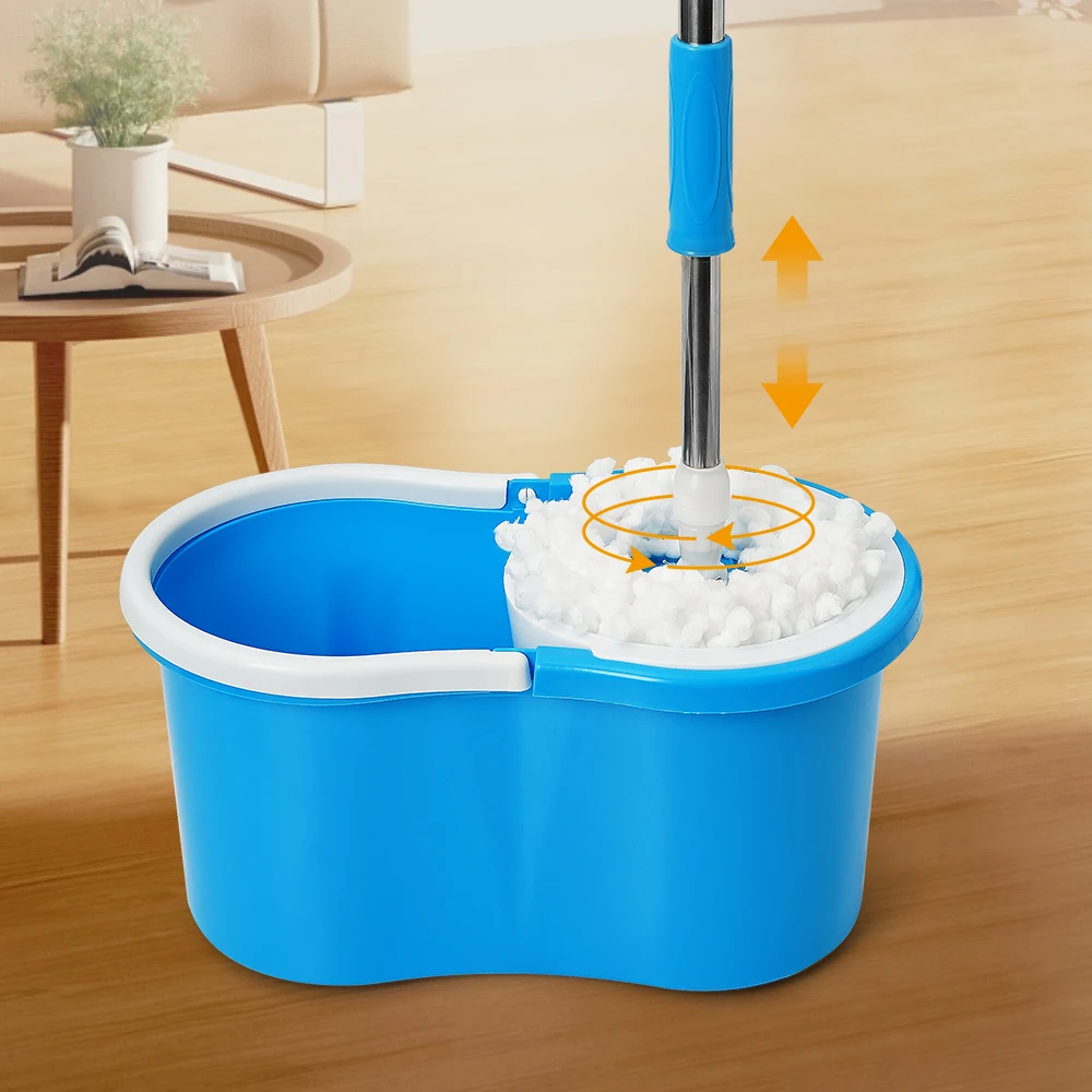 Microfiber Spin Mop & Bucket with Wheels Floor Cleaning System Rotary Wringing 360 Spin Mop with Bucket Set for Floor Cleaning