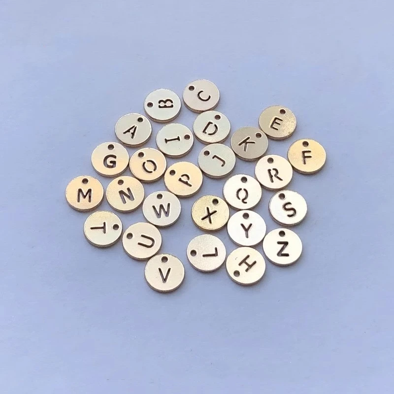 GP Round Disc initial letter charms 6mm Engraved Charms 14K Gold Filled letter charm permanent jewelry chains supplier