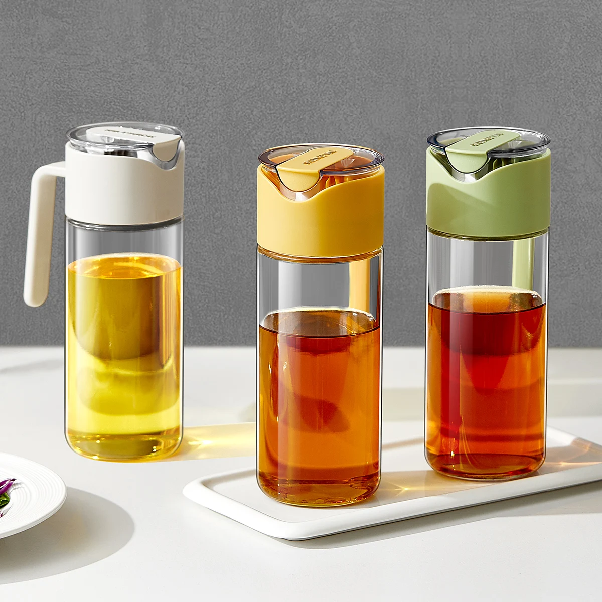 19 5 унций 550 мл кухонная Кулинария соевый соус уксус стеклянная Бытовая бутылка для съедобного оливкового масла