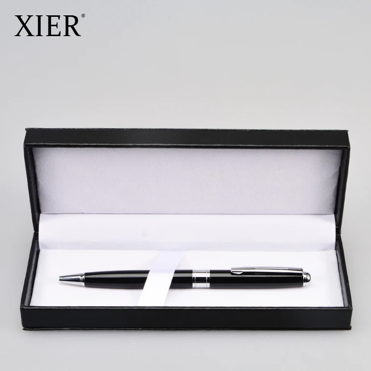 Hot Sale PU Leather Plastic Business Advertising Gift Pen Box + Metal Roller Pen Set Can Be Customized Logo