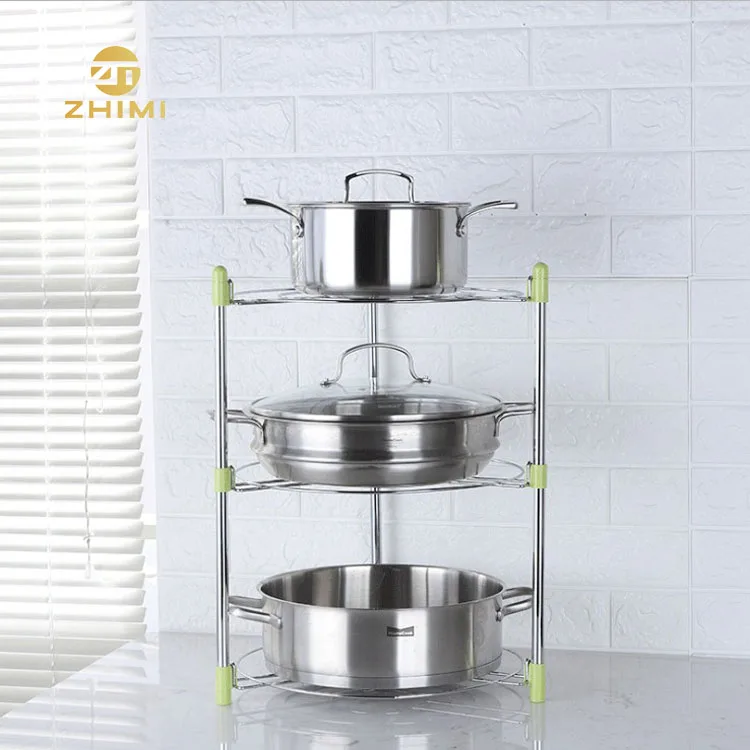 High Quality Metal Iron Standing 5 Tiers Pots and Pans Storage Rack