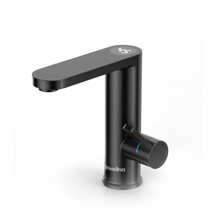 Briwellna Heating Tap LED Digital Display Basin Mixer Tap 2 in 1 Instant Electric Water Heater Tap Single Lever Geyser Faucet