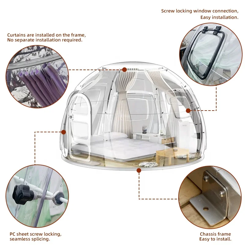 Hot Selling Bubble Transparent Dome Tent Experience the Ultimate Glamping Adventure with our Modern Style Igloo Dome Tent