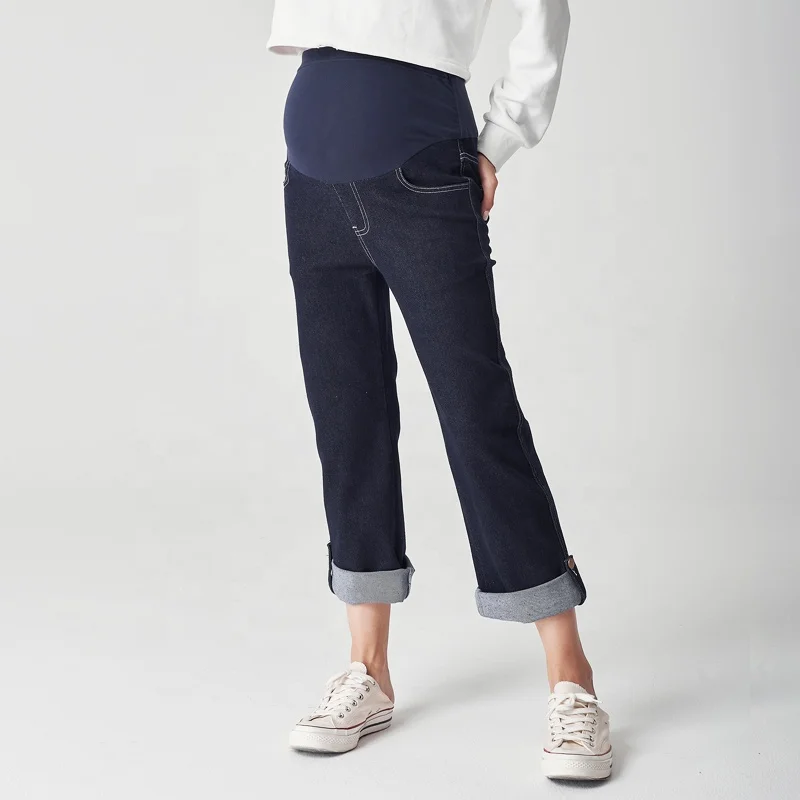 Fashion Elastic Pants Pregnancy Denim Clothes Pregnant Women Belly Trousers Maternity Jeans Pregnant