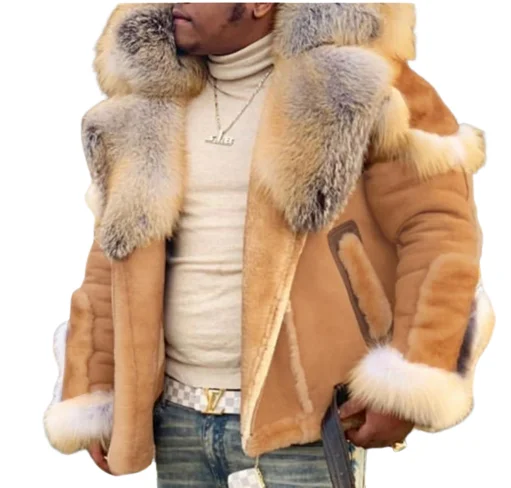 2023 Online Wholesaletor Windproof Commuting Style Winter Man Leather Fur Jacket