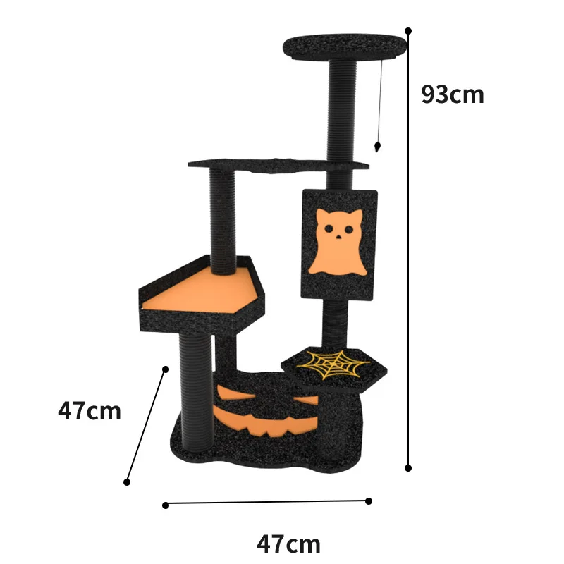 New Design Halloween Style Cat Tower Sisal Scratching Post with Coffin Bed for Cats