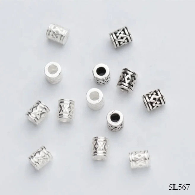 S925 Material Tibetan Silver Tiny Tube Spacers Beads Craft DIYSIL567