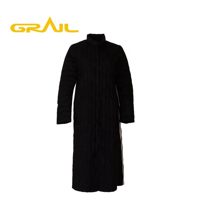 Chinese style black fancy soft long sleeve warm coat women down jacket long