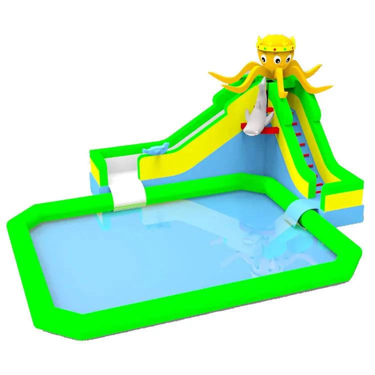 large octopus  jumping slide commercial bounce house inflatables water slide inflatable water park slide with swimming pool