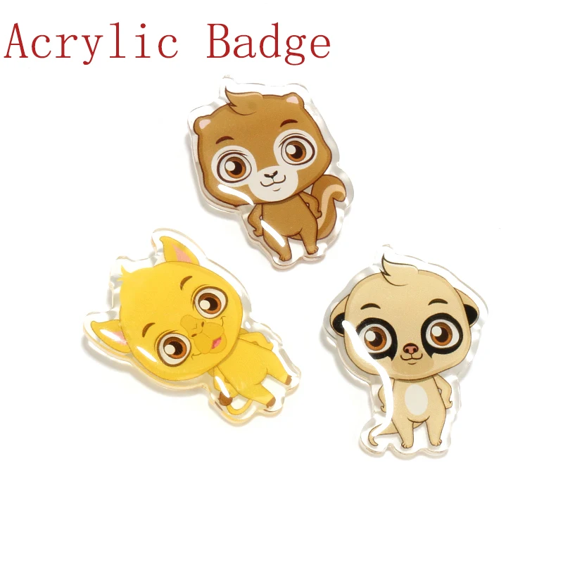 Plastic Epoxy Quality Personalized Transparent Custom Design Sample Round Cartoon Clear Button Lapel Pin Acrylic Badge For Girls