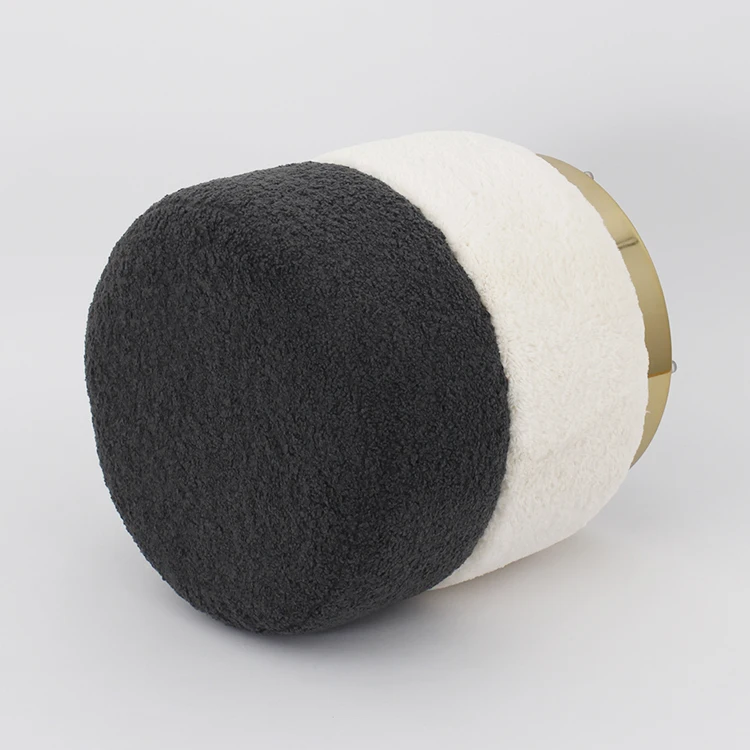 OEM custom made traditional shoe changing stool black and gold metal ottoman for hotels