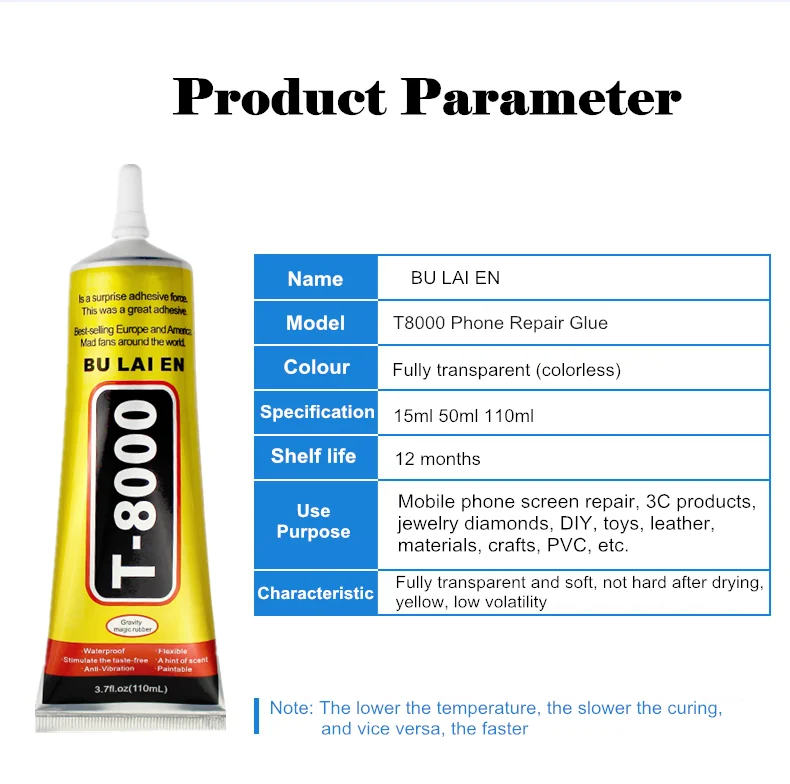 High viscosity multifunctional 15ml 50ml 110ml glue T8000 for DIY acrylic repair mobile phone screen t-8000 glue 110ml