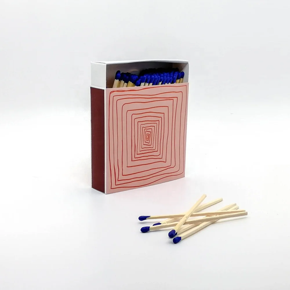 4 Inch Matchsticks Custom Debossed Emboss Hot Gold Foil matchbox logo Design Candle Match Boxes Colorful Match Tips