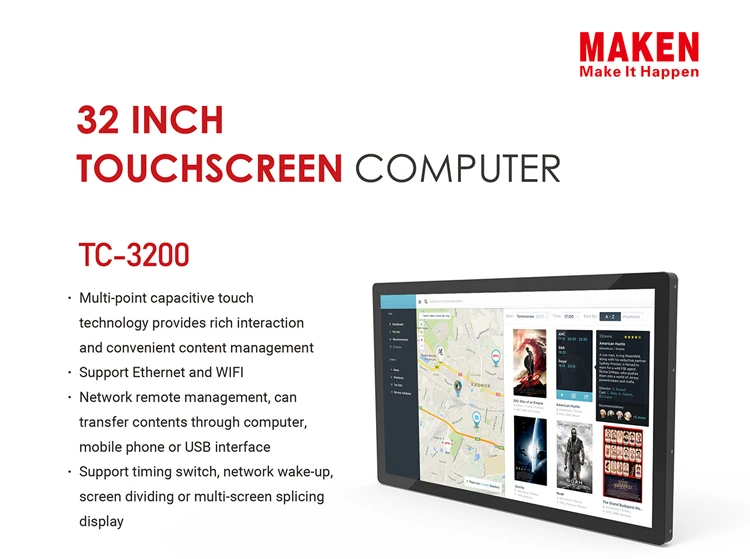 32-Inch Indoor LCD Advertising Player Computer Touch Screen Digital Signage Display