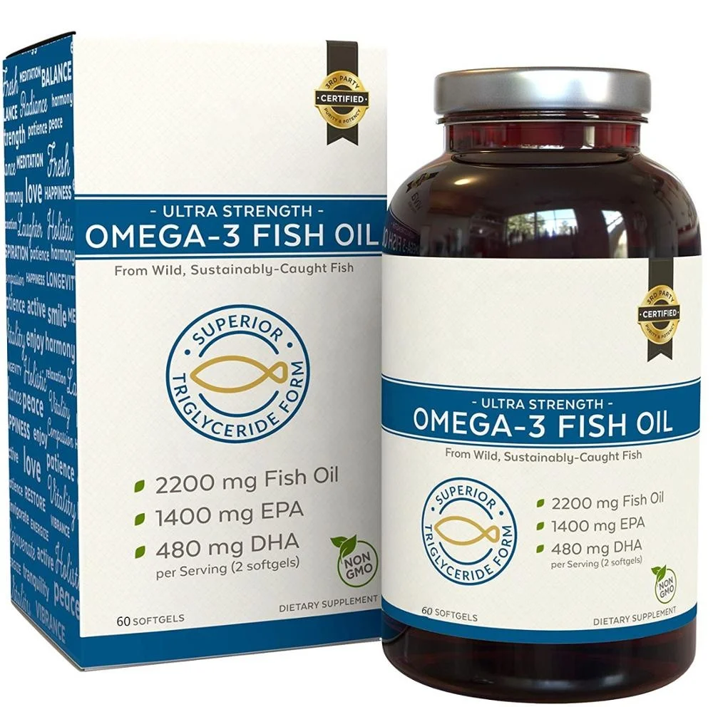  Капсулы рыбьего масла с эфирными жирными кислотами EPA & DHA тройной прочности дикой природы Омега