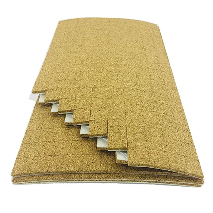 Glass Protecting 25*25*5+1mm Adhesive Backed Cork Separator Edge Protector Pads Cork With Cling Foam