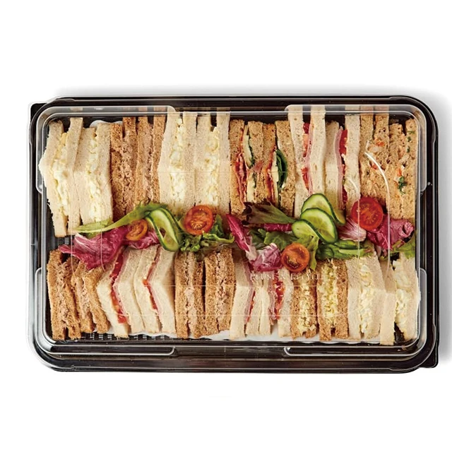 Plastic Sandwich Platter With Lid Buffet Trays With Lids Large Catering Disposable Cheese Food Platter Tray