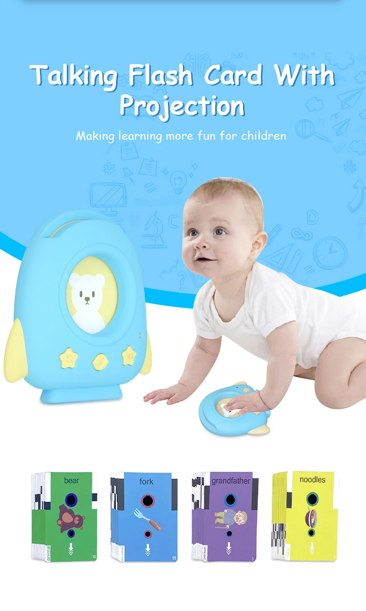 With Projection Lamp Preschool Flash Cards English Speaker Educational ABS Kids Learning Machine