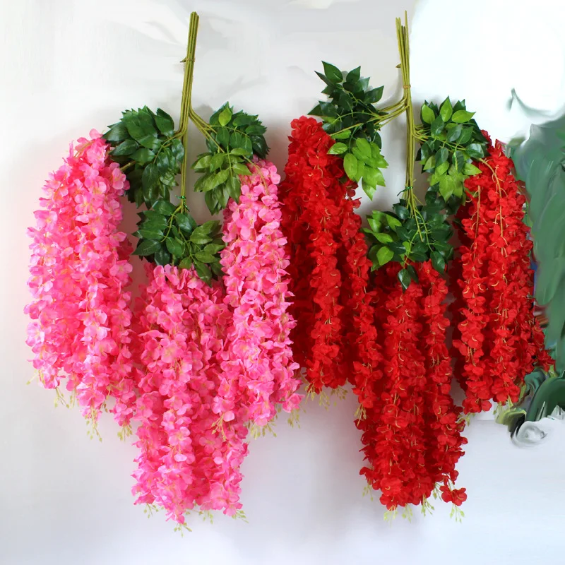Handmade best low price wedding flower fabric wisteria artificial flowers garland wall hanging