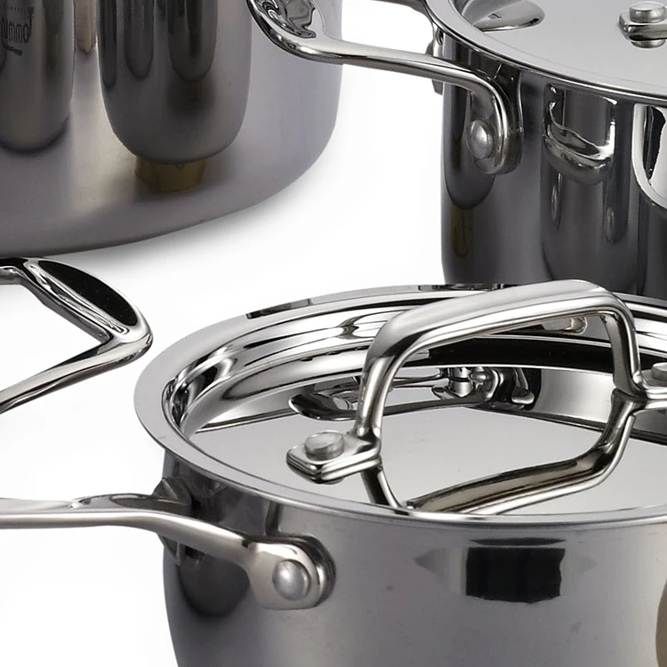 Горячая Распродажа, 10 шт., трехслойные кастрюли из нержавеющей стали прямой формы, набор кухонной посуды