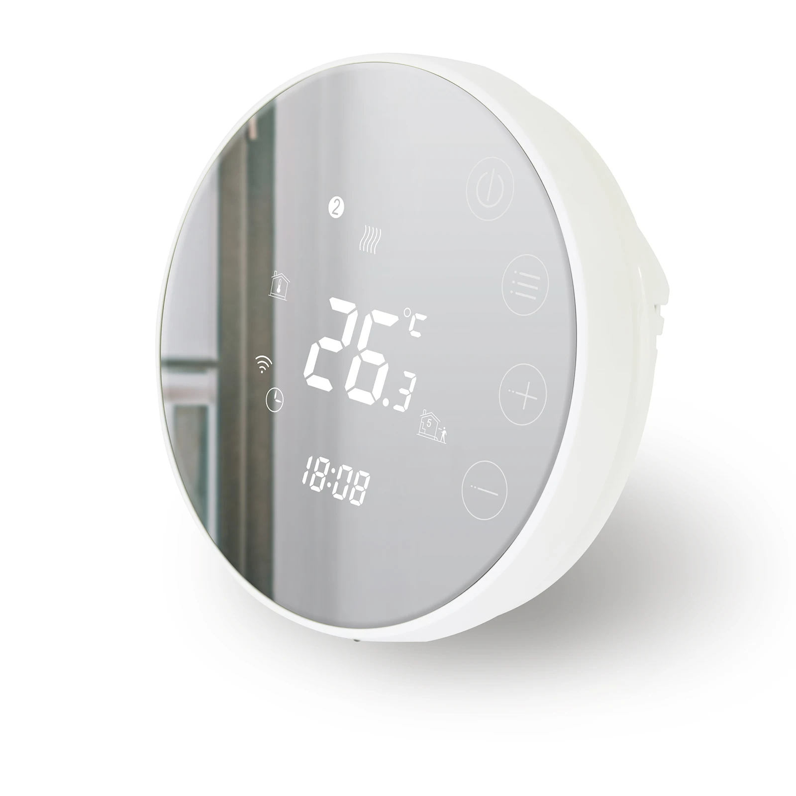 Round glass touch screen Tuya Smart Life voice control weekly programmable 110-230v 16A electrical floor heating room thermostat