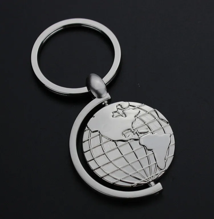 High Quality 3D Whirling Globe 3D Keychain Premium Alloy Souvenir for Promotions and Carabiners