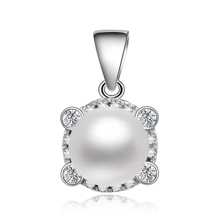 European Style Fashion 925 Sterling Silver Pendants 3A Cubic Zirconia Freshwater Pearl Mounting Pendant