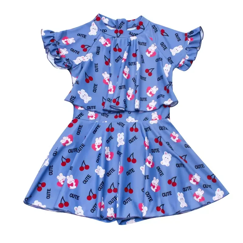 Детский Купальник для девочек летняя 2024 новая пляжная одежда цельнокроеное платье принцессы стильные купальники