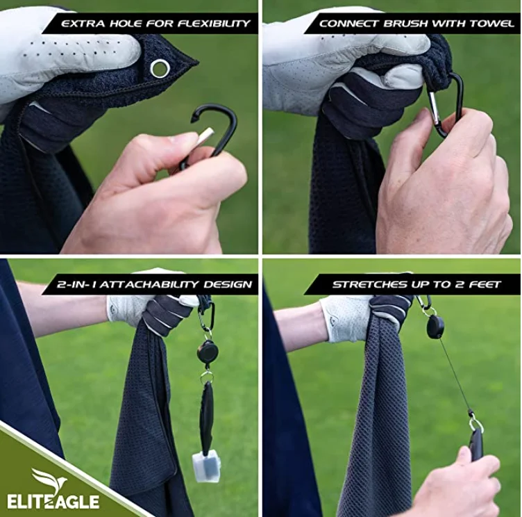 Wuxi Ivy Textile Custom Highest Strength Magnet Microfiber Golf Towels with Magnetic Clip for Golf Bags for Men Women