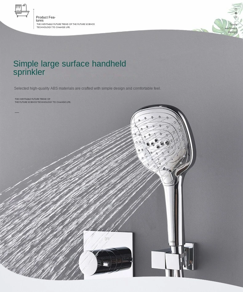 DQOK Round Hand Shower Thermostatic Single Function Brass Shower Faucet Chrome Concealed Shower Suit