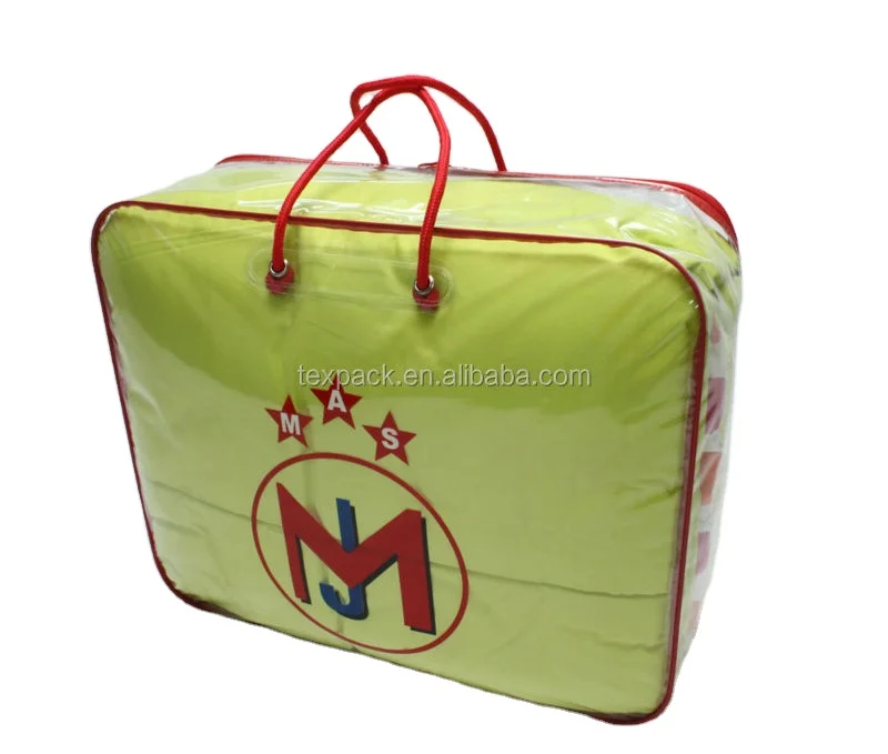 Texpack supper quality wire frame comforter bag bedding packaging for duvet blanket clear PVC PE bedding packaging bag