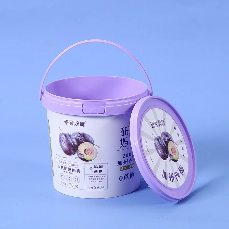 Hot sales Plastic Iml Chocolate Candy Packaging Food Bucket Tub Container With Lid Plastic Packaging Containers