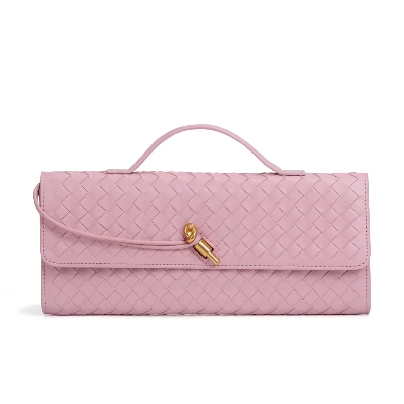 2024 High Quality Designer Handmade Woven Soft PU Leather Women Evening bags Ladies Horizontal Handheld or Crossbody Handbags