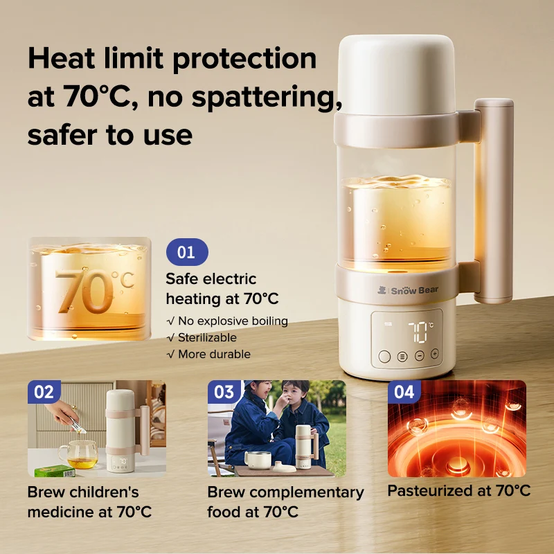 Portable Breast Milk Bottle Warmer 500ml Multi-Function Baby Bottle Warmer with USB Portable Tea Kettle