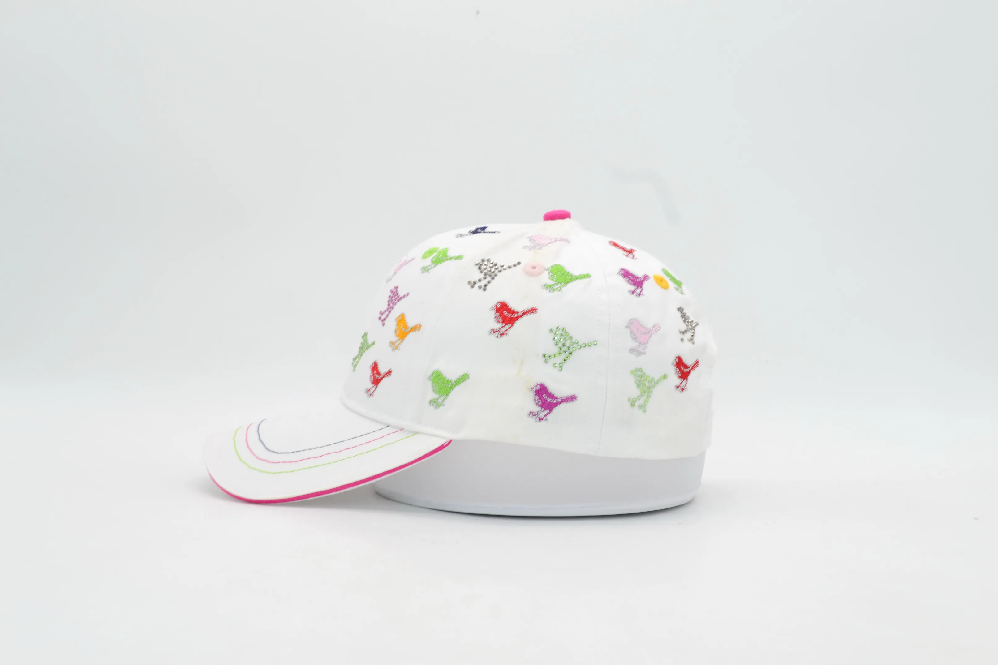 Custom 6 Panel golf baseball cap with diamond rhinestone embroider logo high quality standard girls cap