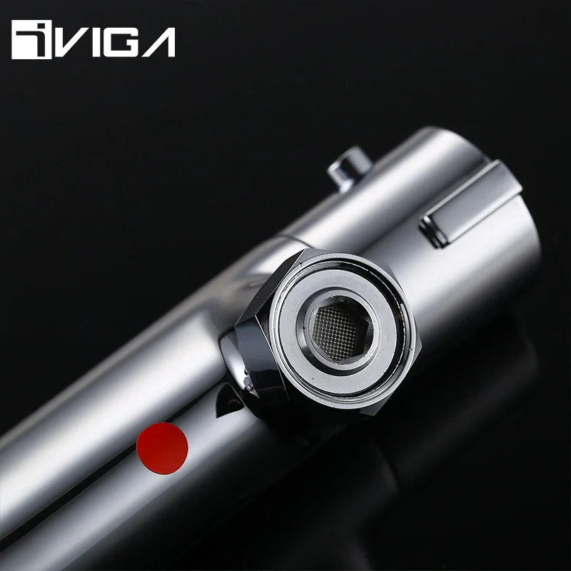 VIGA Factory Thermostatic Shower Set Brass Chrome Luxury Rain Shower Head Thermostatic Bath Shower Mixerer