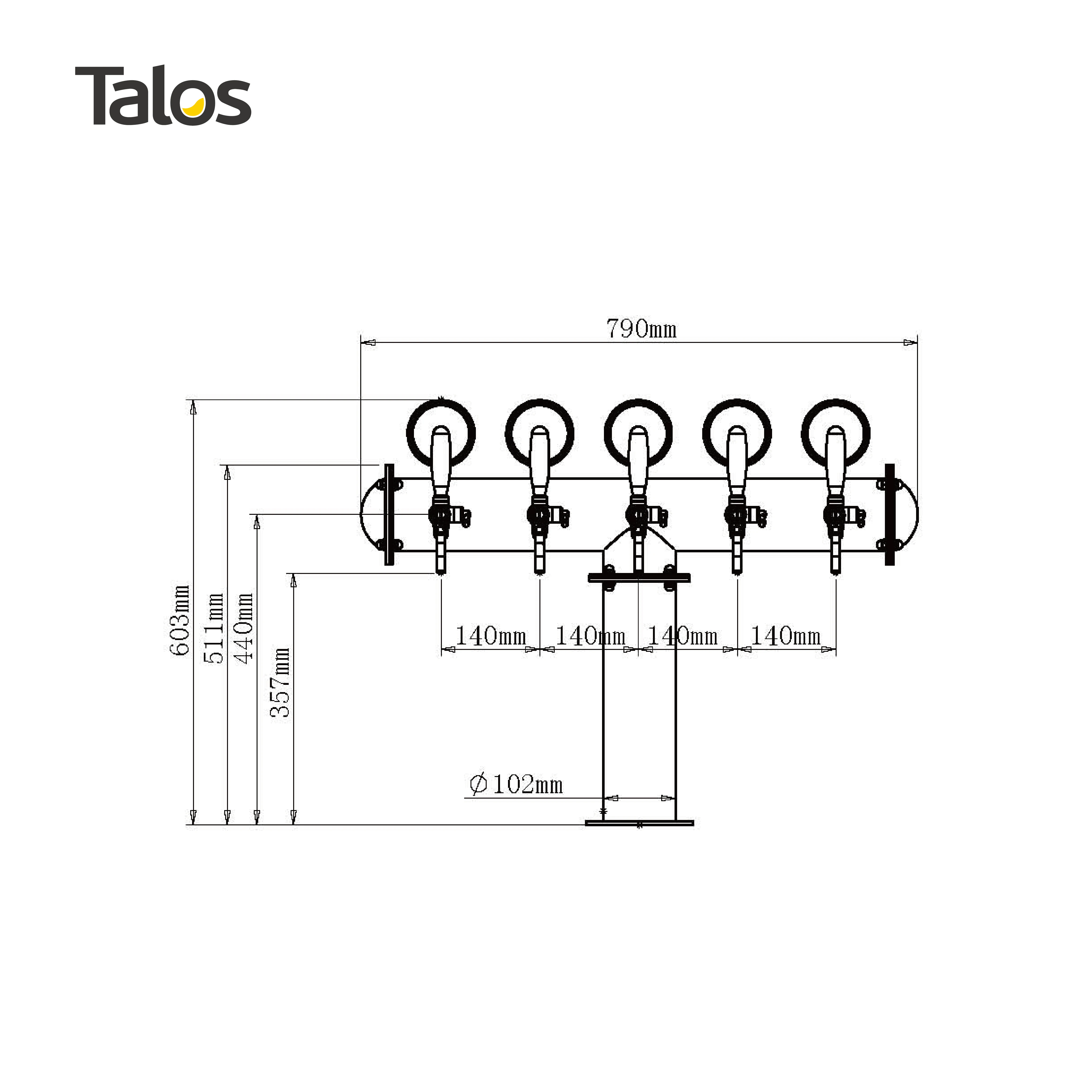 Talos T башня из нержавеющей стали 5 коснитесь 102 мм пива оборудование для дозирования разливного (бронза LED)
