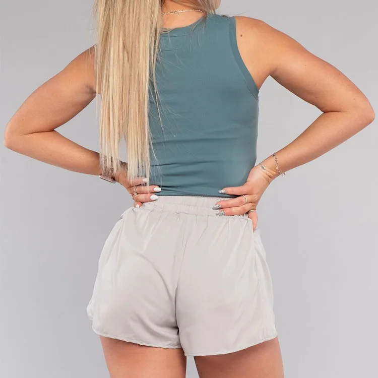 Women Zip Pocket Gym Activewear Tank Tops Shorts Sets High Waist Fitness