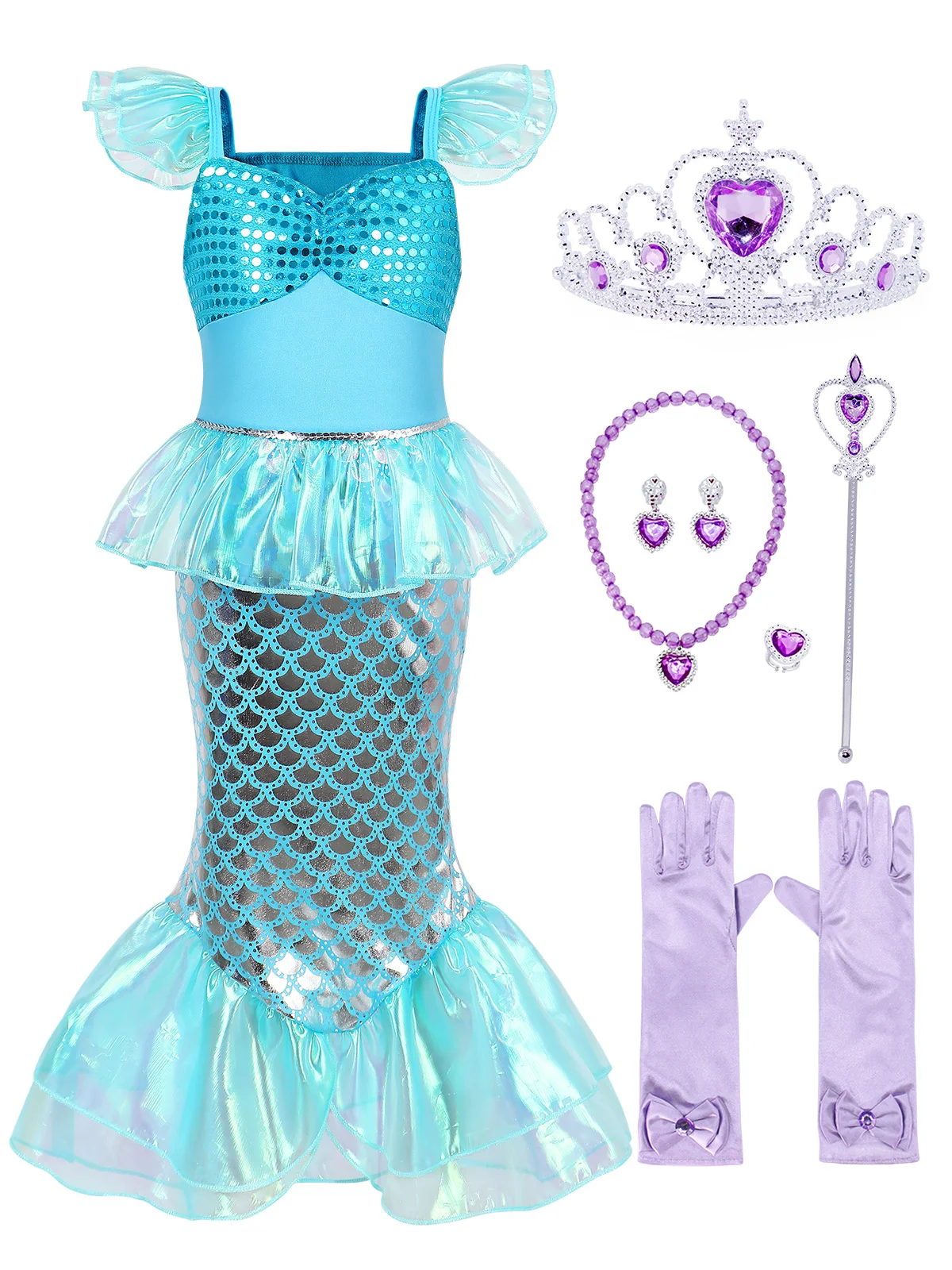 Girls Mermaid Dress Charm Princess Dress Cosplay Costumes For Kids Girl Mermaid Birthday Party Stage Dress Halloween Clothing