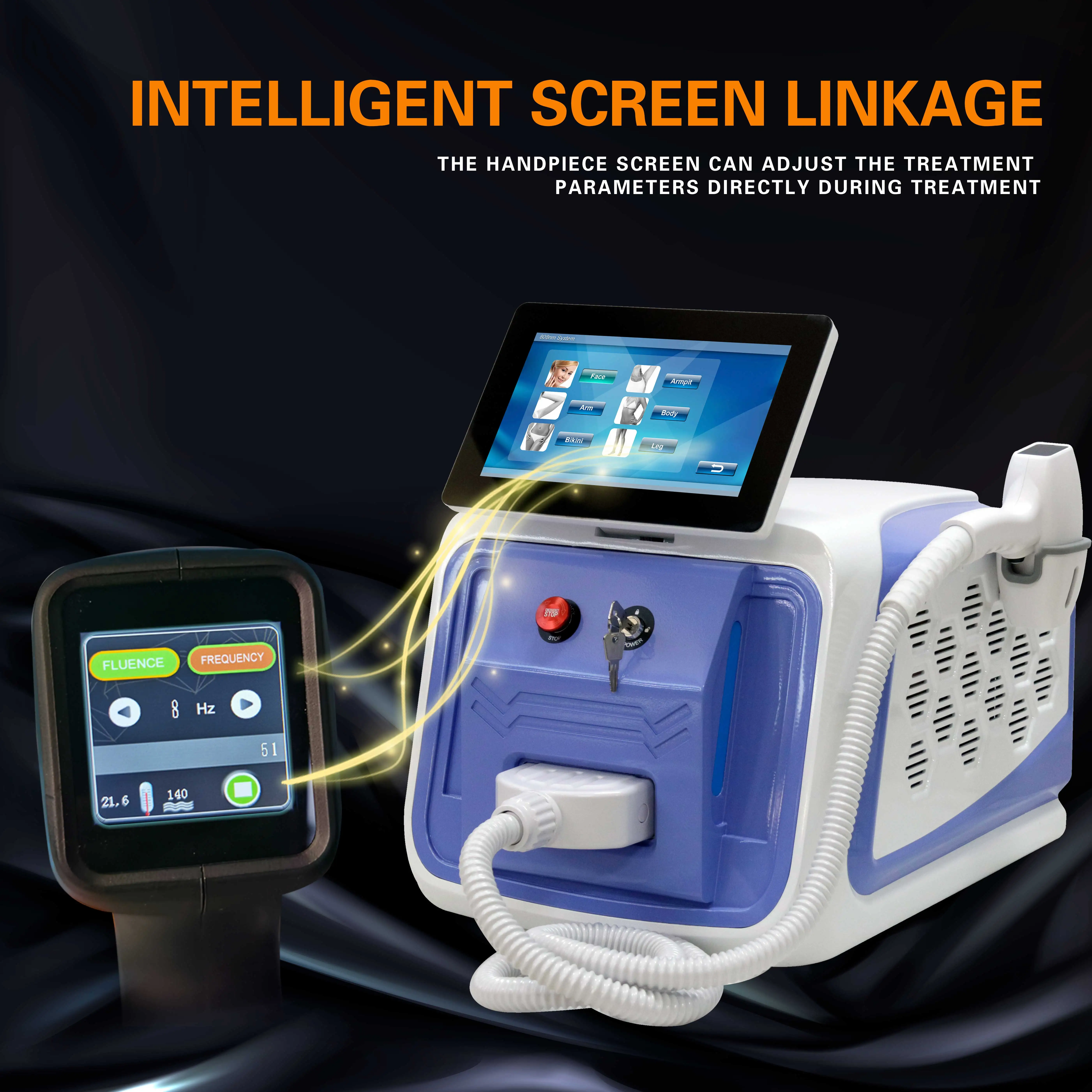 KMLASER 4k screen 600-2000W adjustable heads diode Laser Permanent Ice Painless Hair Removal diode 4 waves machine