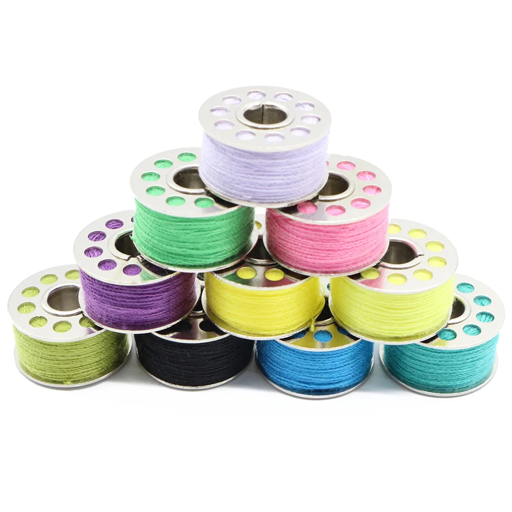 25 Color Bobbin With Thread Set Metal Bobbin Box With Colored Thread Sewing Thread