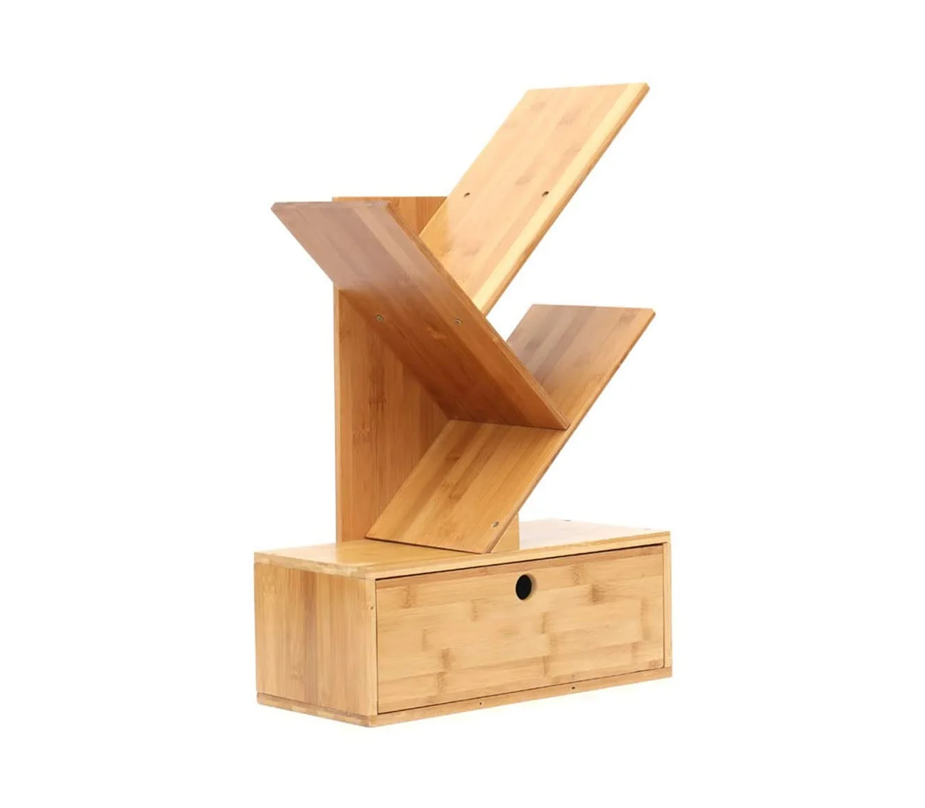 Office Desk Wooden Book Shelf Desktop storage Tree Bookshelf With Drawers