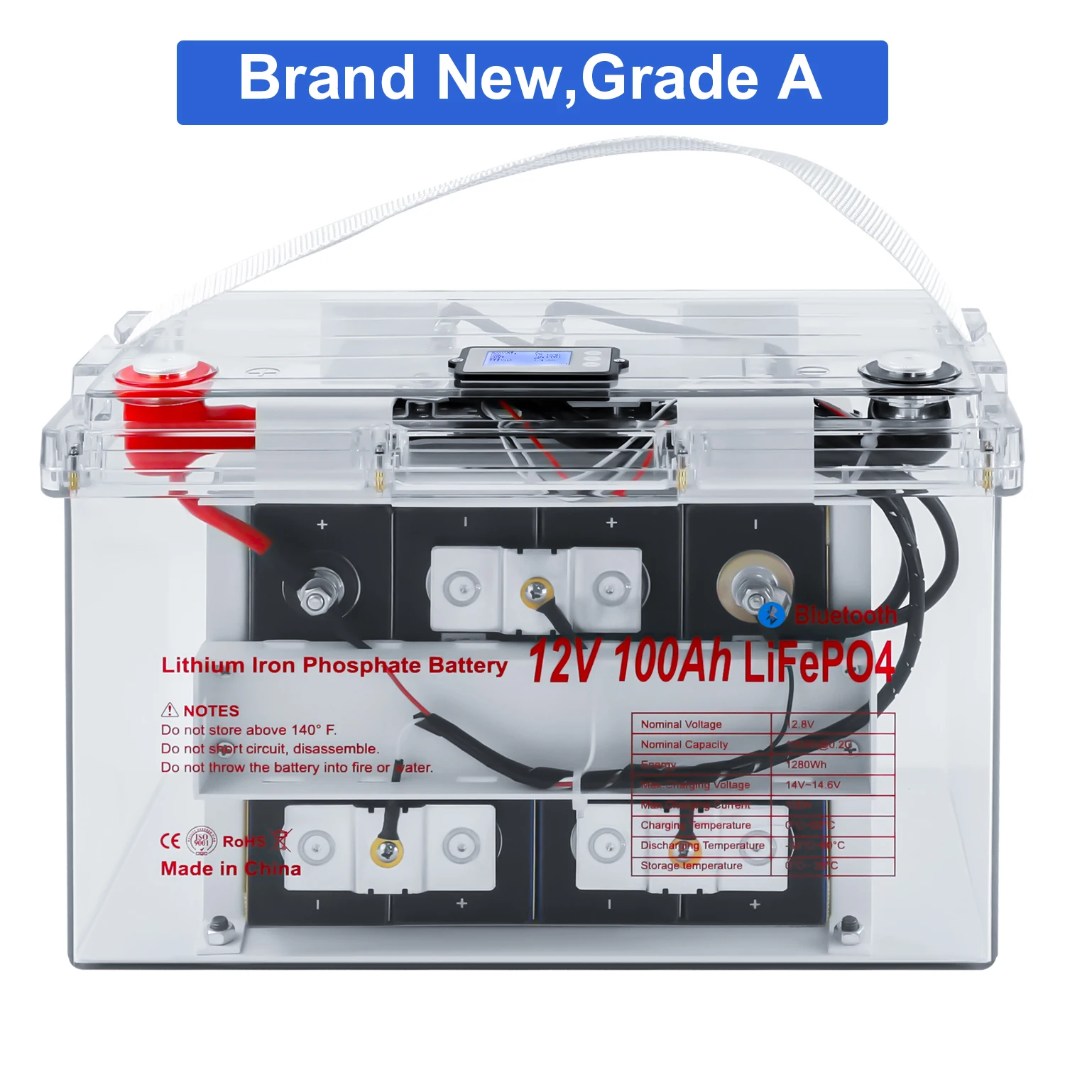 Portable Power Station LiFePO4 Battery 12v 100Ah 1280Wh Backup Solar Generator with USB Ports
