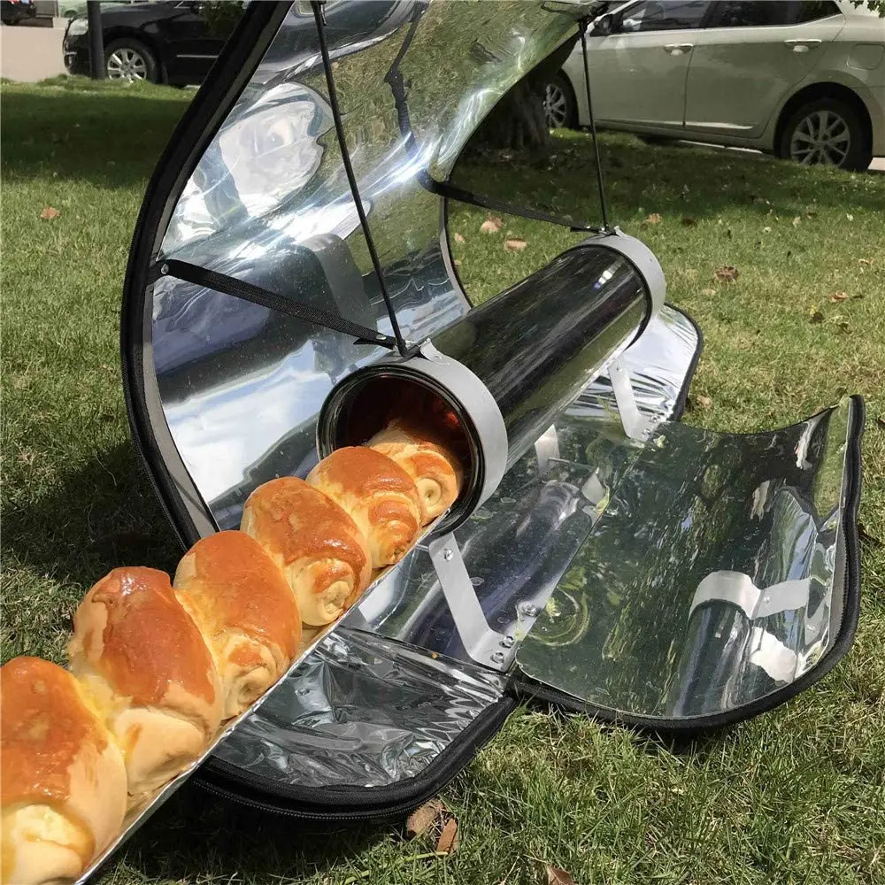 Outdoor Integrated Solar BBQ Grill Cooker Portable Parabolic Solar Cooker Camping Fuel Free Stoves Cooker Barbecue Cooking Tools