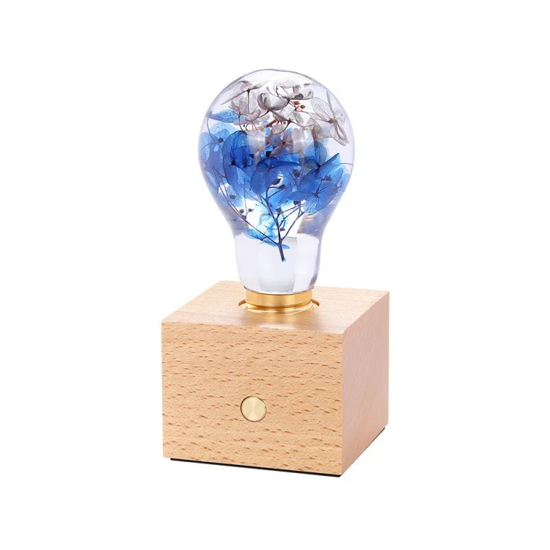 New Resin Art LED Night Light Diy Dried Flowers Epoxy Resin Light Bulb Home Decoration Table Lamp Special Holidays Gift ideas
