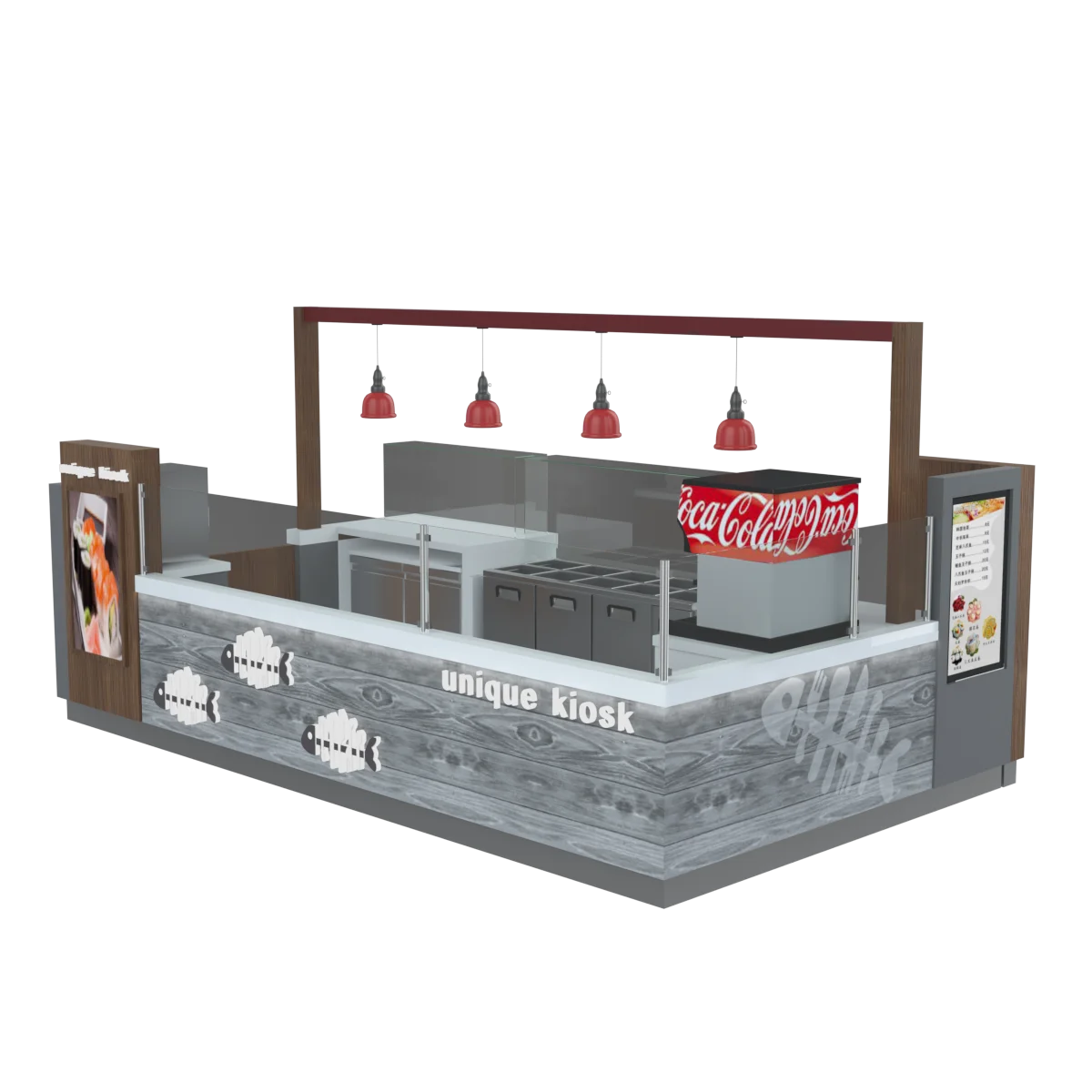 Прямая продажа с завода индивидуальный киоск для суши и кофе торгового