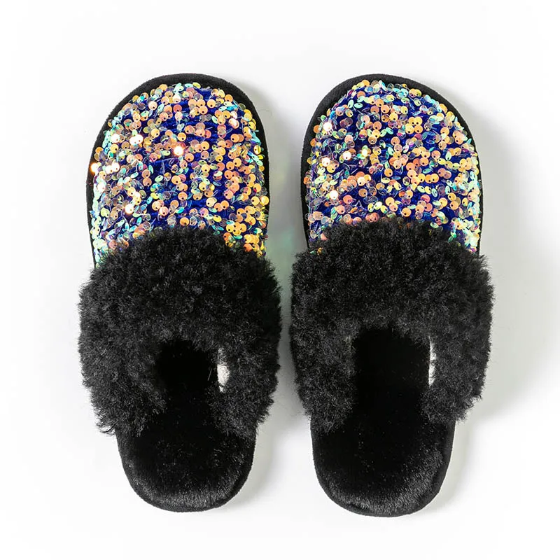 Cotton slippers Women sequins Fashion plush slippers Home indoor plush slippers Women