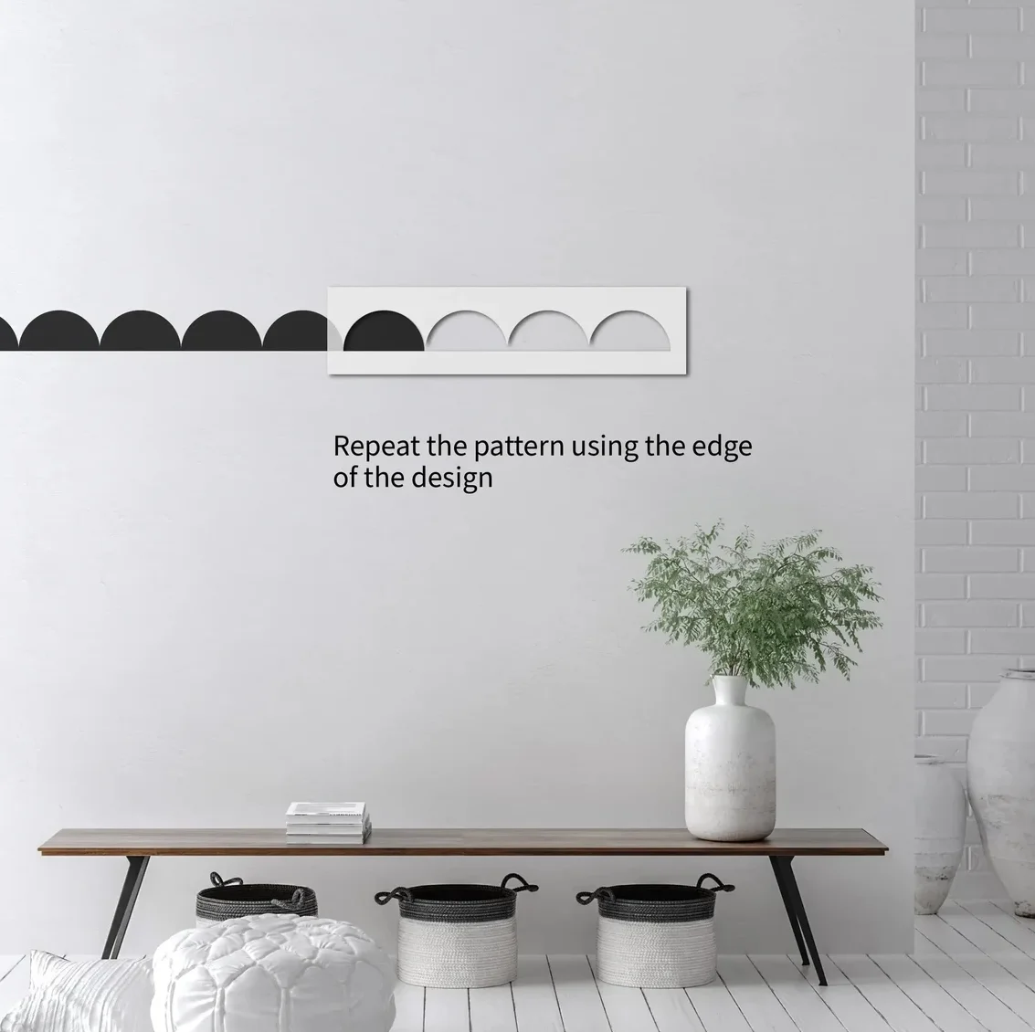 Scallop Border Wall Stencil Nursery Room Decor Reusable Decor Stencils for Wall Painting